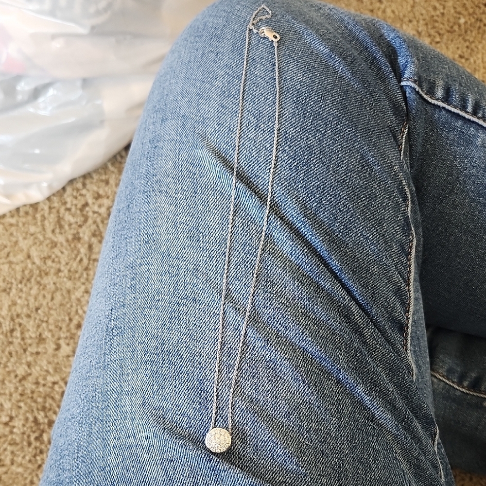 Sterling Silver Pavé Disc Necklace